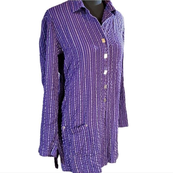 Nannette Keller Linen Artsy Button Down Blouse - Picture 1 of 6
